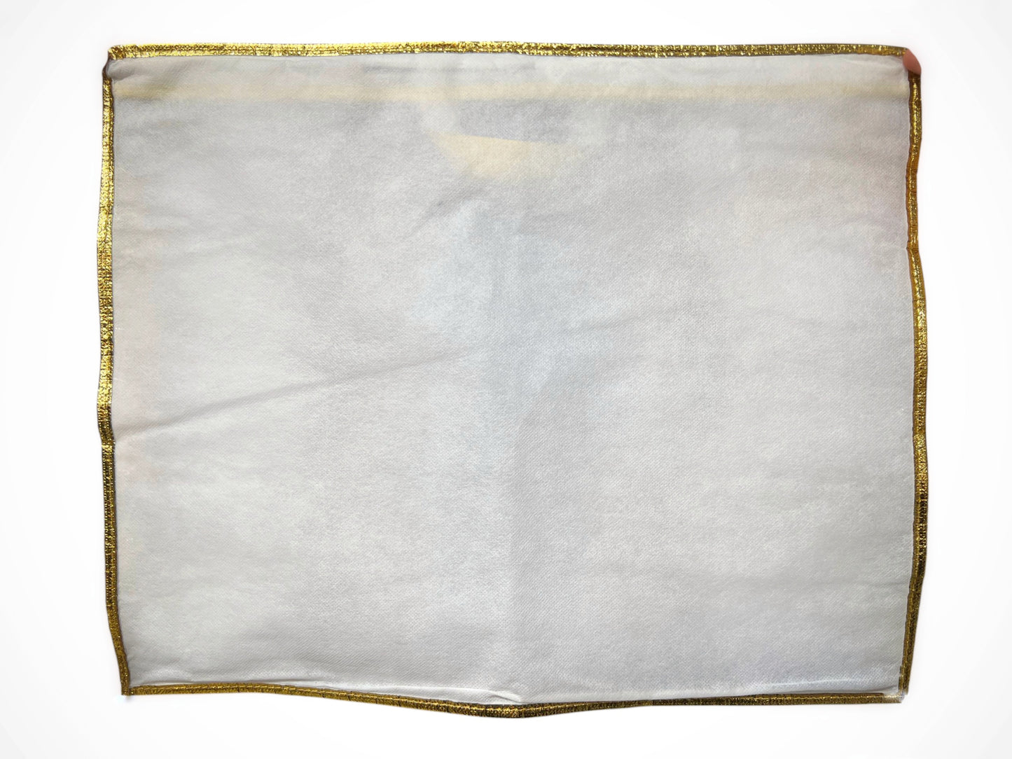 Transparent Suit & Dress Packing Bag with White Fabric and Golden Border – Zipper Closure