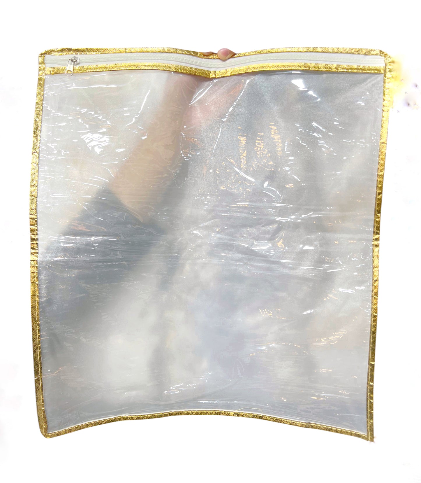 Transparent Matte Suit Packing Bag – Golden Border Dress Cover with Zipper