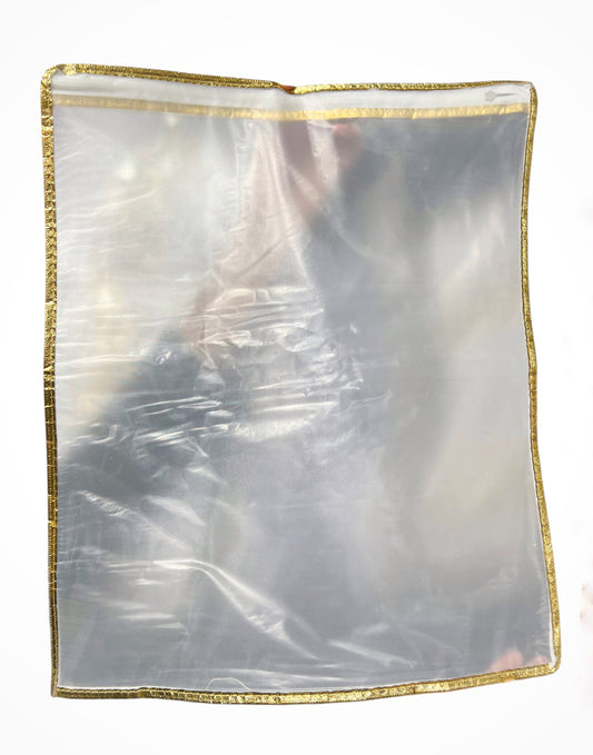 Transparent Matte Suit Packing Bag – Golden Border Dress Cover with Zipper