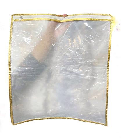 Transparent Matte Suit Packing Bag – Golden Border Dress Cover with Zipper