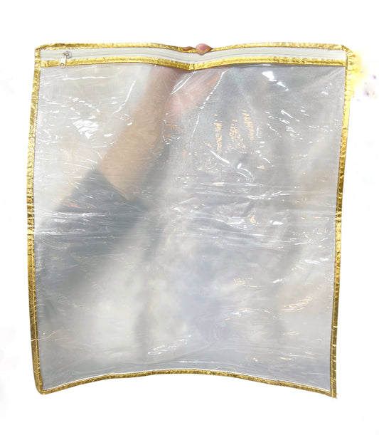 Transparent Matte Suit Packing Bag – Golden Border Dress Cover with Zipper