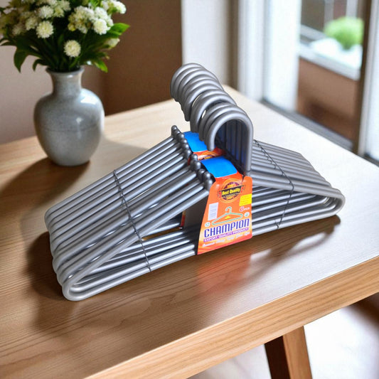 Champion Hangers – Grey, Pack of 12 | High-Quality Durable Hangers